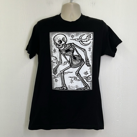 Black Matter - Skeleton With Hourglass Stomach Graphic Black And White T Shirt M - Picture 2 of 8